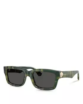Солнцезащитные очки Burberry Shield Hinge, прямоугольные, 55 мм, зеленый