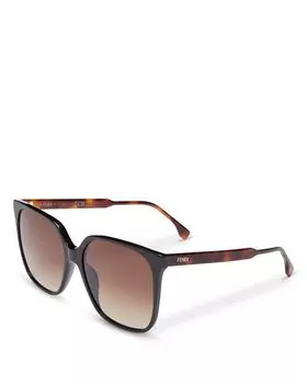 Солнцезащитные очки Fendi Fine Square, 59 мм Fendi, цвет Black