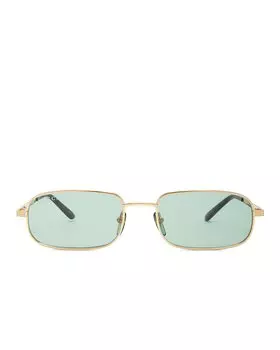 Солнцезащитные очки Gucci Small Rectangle, цвет Shiny Endura Gold & Solid Green