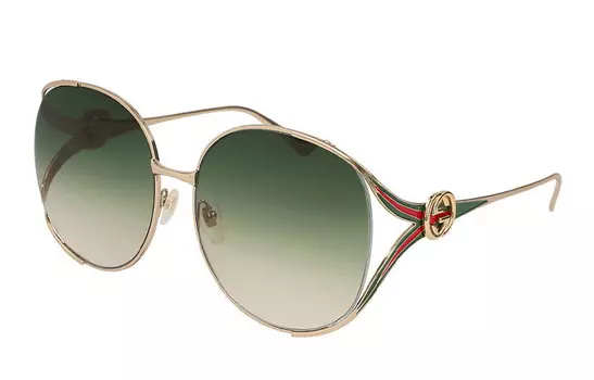 Солнцезащитные очки Gucci женские, золотой / зеленый