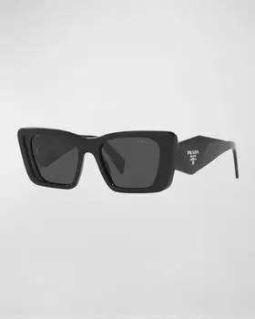 Солнцезащитные очки из ацетата с геометрическим узором и бабочкой Prada, цвет Black 2