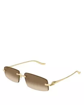 Солнцезащитные очки Panthre Classic Rimless, прямоугольные, 58 мм Cartier, золотой