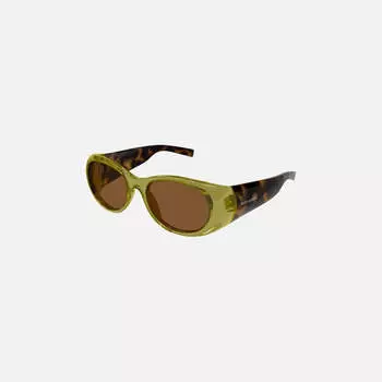 Солнцезащитные очки Saint Laurent Oval Sunglasses, цвет Transparent Cream/Mirror Silver