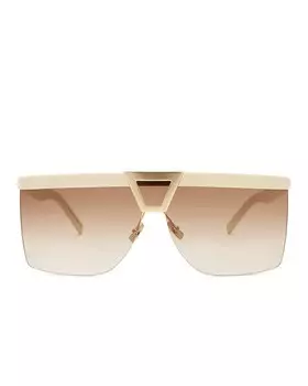 Солнцезащитные очки Saint Laurent Palace Mask, цвет Ivory, Gold, & Gradient Brown