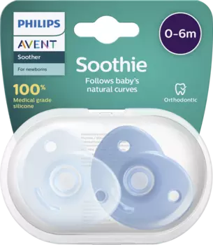 Соска-пустышка силиконовая синяя 0-6 месяцев 2 шт. Philips