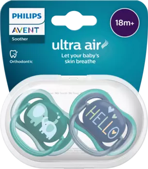 Соска Ultra Air силиконовая зеленая/серая с 18 месяцев 2 шт. Philips