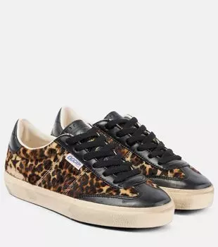 Soul Star кеды из кожи с леопардовым принтом Golden Goose, Beige Brown Black Leo / Black