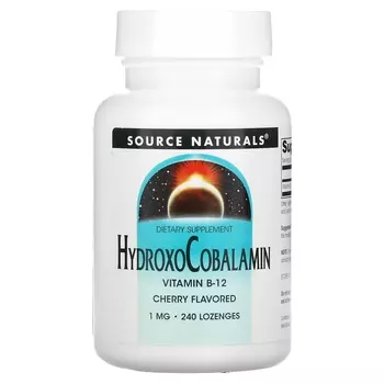 Source Naturals гидроксокобаламин витамин B12 пастилки со вкусом вишни 1 мг, 240 таблеток