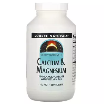 Source Naturals, кальций и магний, 300 мг, 250 таблеток