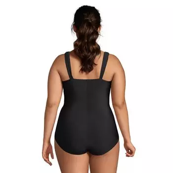 Сплошной купальник больших размеров Lands' End DDD-Cup SlenderSuit с контролем живота Lands' End, черный