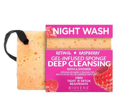 Спонж Biovene Night Wash глубоко очищающий с ретинолом и малиновым гелем 75г