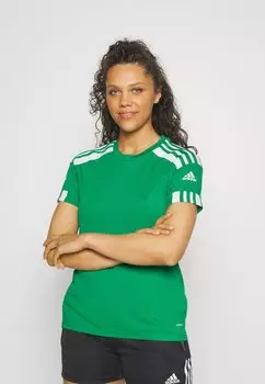 Спортивная футболка Adidas с лампасами на рукавах, зеленый