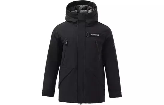 Спортивная модная коллекция пуховик мужской черный Lining, черный