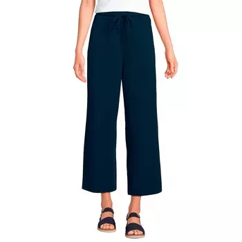 Спортивные широкие укороченные брюки с завязками Petite Lands' End Sport, цвет Radiant Navy