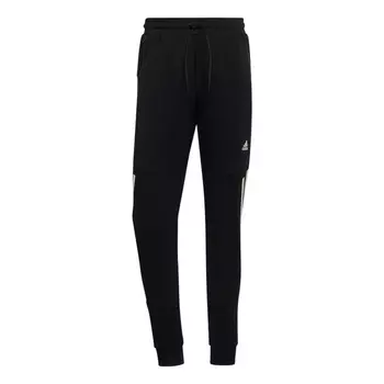 Спортивные штаны Adidas Solid Color Stripe Logo Elastic Waistband Bundle Feet Sports Black, Черный