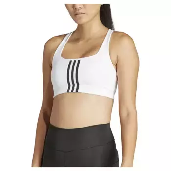 Спортивный бюстгальтер adidas Powerimpact 3 Stripes Medium Impact, белый