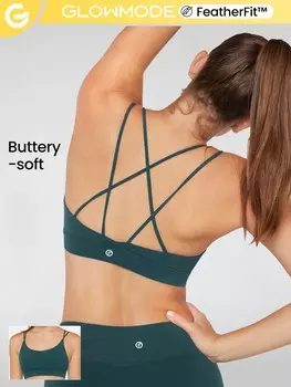 Спортивный бюстгальтер Feather Fit, лямки на спине Glowmode, бирюзовый