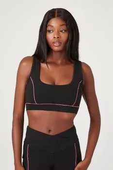 Спортивный бюстгальтер с контрастными швами Forever 21, черный