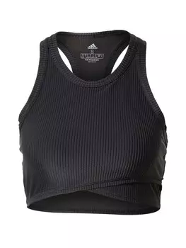 Спортивный топ Adidas Studio Wrapped Rib, черный