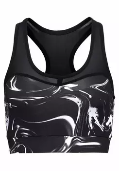 Спортивный топ LASCANA ACTIVE Black Marble, черный