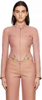 SSENSE Эксклюзивная розовая кожаная куртка с когтями KNWLS