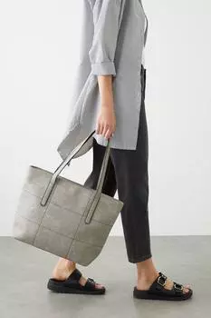 Сшитая большая сумка Trish Dorothy Perkins, серый