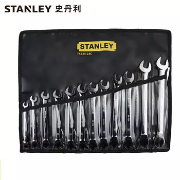 Stanley STANLEY Метрическая трещотка из 12 предметов, набор быстрых ключей двойного назначения, инструмент с трещоткой для открытия цветка сливы, двусторонний гаечный ключ для авторемонта TK924-23C, корпоративная настройка