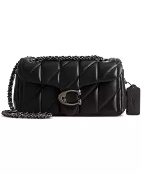 Стеганая кожаная мини-сумка Tabby Shoulder Bag 20 с цепочкой COACH, белый