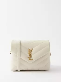 Стеганая кожаная сумка через плечо loulou toy Saint Laurent, белый