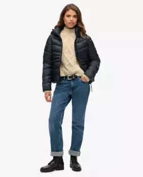Стеганая куртка Fuji с капюшоном Superdry, темно-синий
