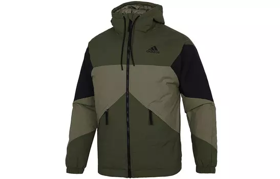 Стеганая куртка мужская армейского зеленого цвета Adidas, зеленый