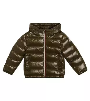 Стеганая куртка-пуховик Moncler Enfant, зеленый