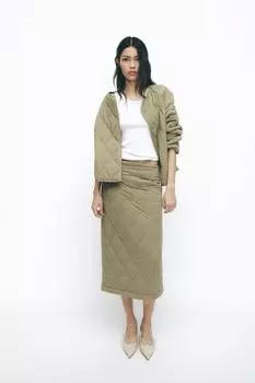 Стеганая куртка ZARA, средний хаки