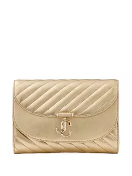 Стеганая сумка-клатч из металлизированной кожи Jimmy Choo, золотой