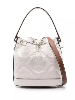 Стеганая сумка-ведро с монограммой Double T Tory Burch, бежевый