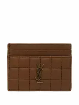 Стеганая визитница с логотипом Saint Laurent, коричневый