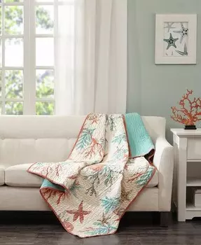 Стеганое двустороннее плед Pebble Beach, 50 x 70 дюймов Madison Park, оранжевый