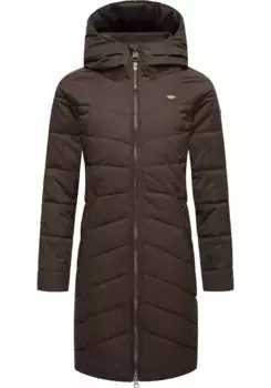 Стеганое пальто Ragwear "Dizzie Coat", стильная стеганая зимняя парка с капюшоном на подкладке, коричневый
