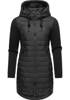Стеганое пальто Ragwear "Lucinda Long", пальто из современного микса материалов с капюшоном, черный