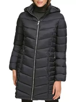 Стеганое пуховик с капюшоном Dkny, черный