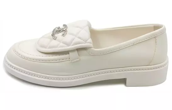Стеганые мокасины Chanel кожаные, серый