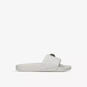 Стеганые резиновые шлепанцы Meena Eagle с декором Kurt Geiger London, цвет bone