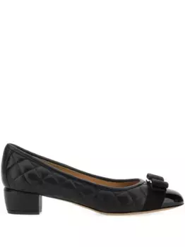 Стеганые туфли с бантом Ferragamo, черный