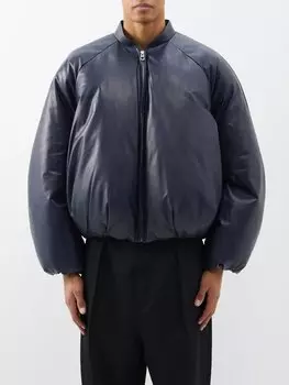 Стеганый кожаный бомбер LOEWE, синий