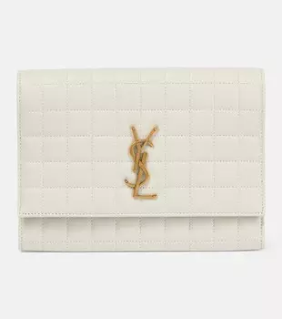 Стеганый кожаный визитница ysl Saint Laurent, черный