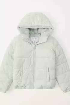 Стеганый пуховик Abercrombie & Fitch, зеленый