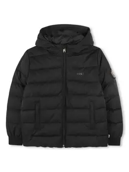 Стеганый пуховик BOSS Kidswear, черный