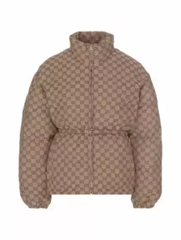 Стеганый пуховик GG Gucci, бежевый