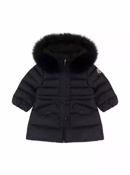 Пуховик стеганый с капюшоном Moncler, черный