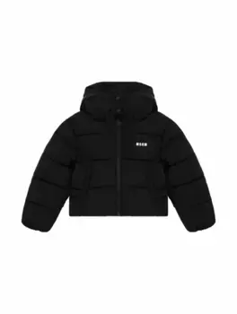 Стеганый пуховик с логотипом MSGM, черный